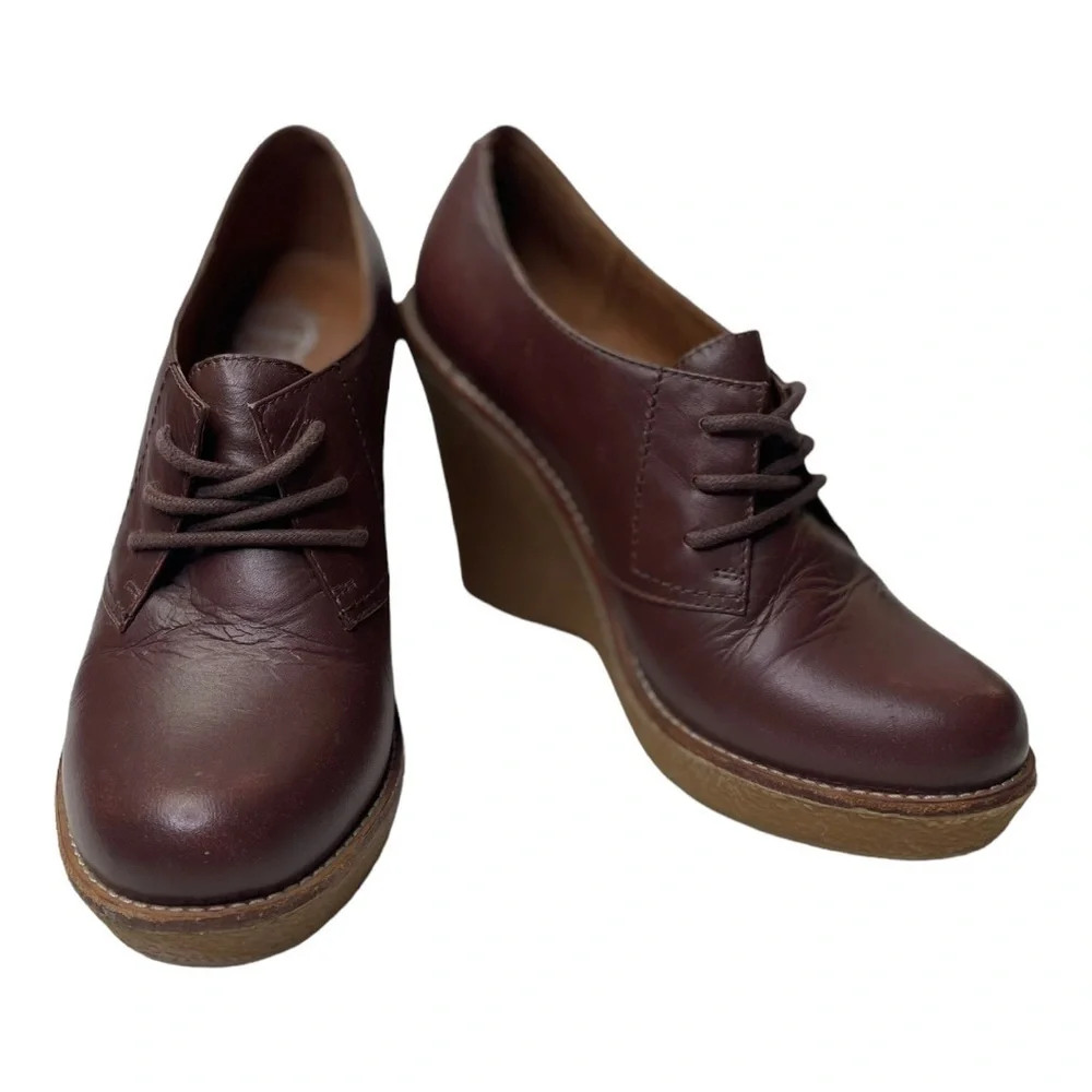Jeffrey Campbell Barnest Women’s Brown Leather Wedge Shoes
